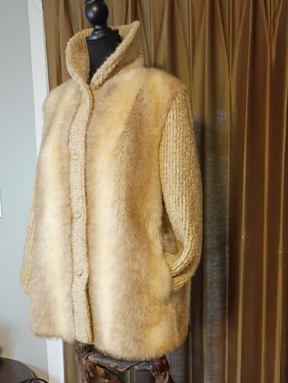 Vintage 70s D'Esprit Faux Fur Satin Lined Coat